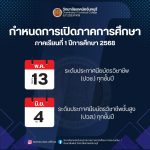 กำหนดการเปิดเรียน 1/2568